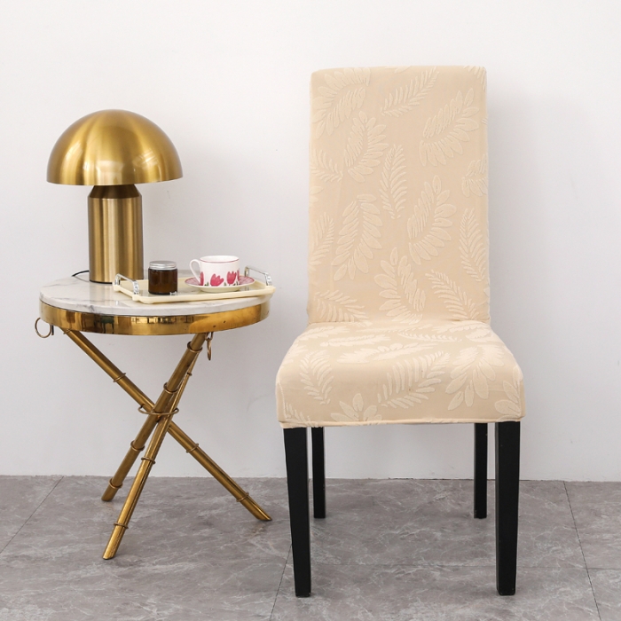 91家纺网 家纺一手货源 找家纺 兴妮雅2023新款大树叶防水弹力立体浮雕提花椅子套 米黄