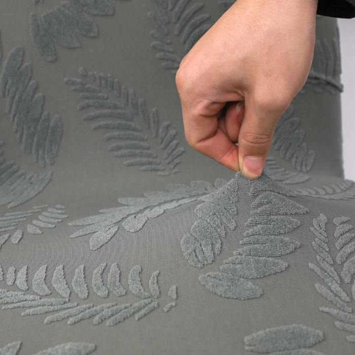 91家纺网 家纺一手货源 找家纺 兴妮雅2023新款大树叶防水弹力立体浮雕提花椅子套 抹茶绿