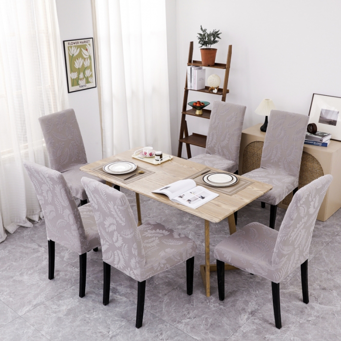 91家纺网 家纺一手货源 找家纺 兴妮雅2023新款大树叶防水弹力立体浮雕提花椅子套 浅灰