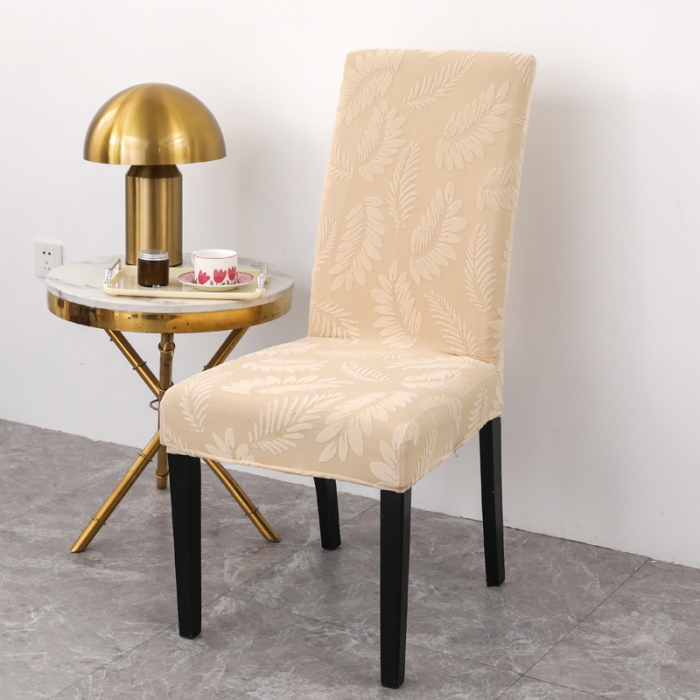 91家纺网 家纺一手货源 找家纺 兴妮雅2023新款大树叶防水弹力立体浮雕提花椅子套 米黄