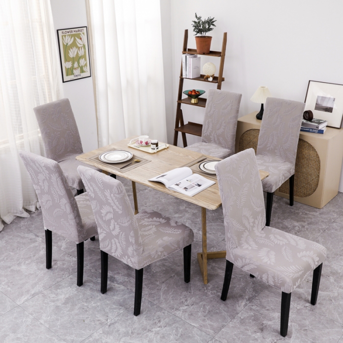 91家纺网 家纺一手货源 找家纺 兴妮雅2023新款大树叶防水弹力立体浮雕提花椅子套 浅灰