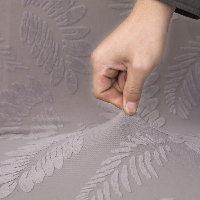 91家纺网 家纺一手货源 找家纺 兴妮雅2023新款大树叶防水弹力立体浮雕提花椅子套 浅灰