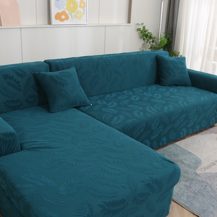 91家纺网 家纺一手货源 找家纺 （总）兴妮雅2023新款大树叶防水弹力沙发笠立体浮雕提花贵妃沙发套