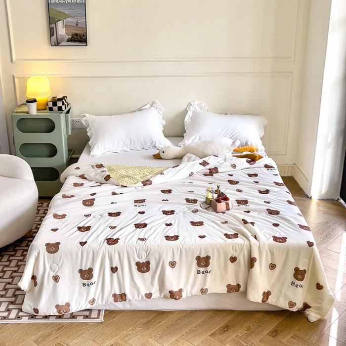 91家纺网 家纺一手货源 找家纺 绒梦里 A类有氨小凉皮印花凉感冰豆豆夏被直播爆款夏凉被空调被