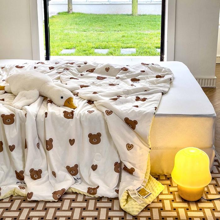 91家纺网 家纺一手货源 找家纺 绒梦里 A类有氨小凉皮印花凉感冰豆豆夏被直播爆款夏凉被空调被