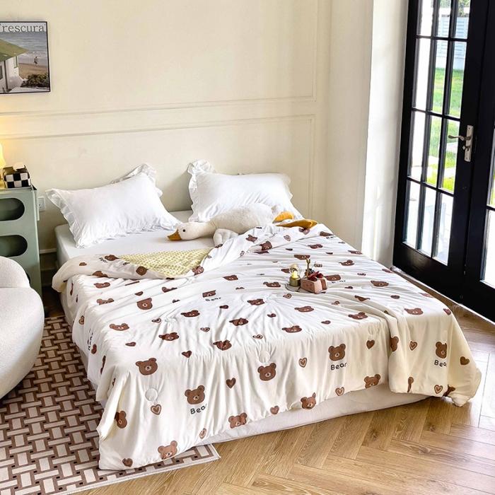 91家纺网 家纺一手货源 找家纺 绒梦里 A类有氨小凉皮印花凉感冰豆豆夏被直播爆款夏凉被空调被