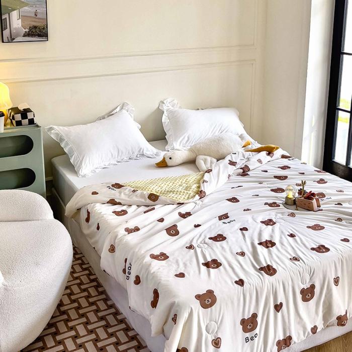 91家纺网 家纺一手货源 找家纺 绒梦里 A类有氨小凉皮印花凉感冰豆豆夏被直播爆款夏凉被空调被