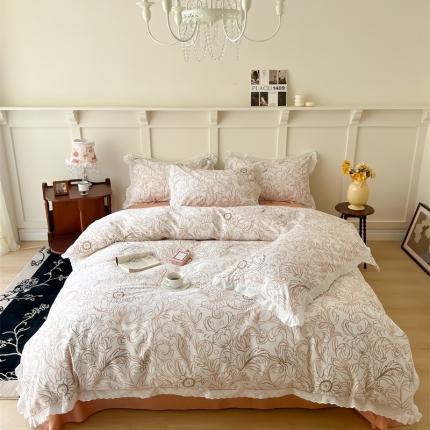 91家纺网 家纺一手货源 找家纺 棉眠 2023新款40支13070全棉传统节气花边系列四件套 寒露