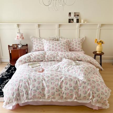 91家纺网 家纺一手货源 找家纺 棉眠 2023新款40支13070全棉传统节气花边系列四件套 立春