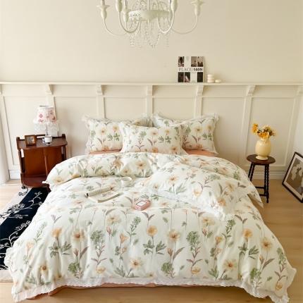 91家纺网 家纺一手货源 找家纺 棉眠 2023新款40支13070全棉传统节气花边系列四件套 芒种