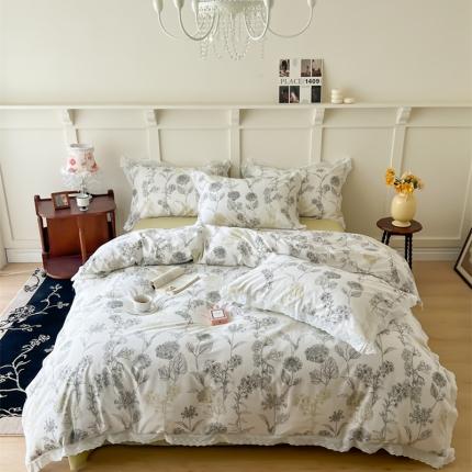 91家纺网 家纺一手货源 找家纺 棉眠 2023新款40支13070全棉传统节气花边系列四件套 秋分