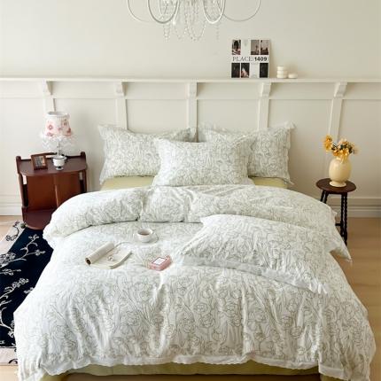 91家纺网 家纺一手货源 找家纺 棉眠 2023新款40支13070全棉传统节气花边系列四件套 夏至