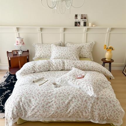 91家纺网 家纺一手货源 找家纺 棉眠 2023新款40支13070全棉传统节气花边系列四件套 小满