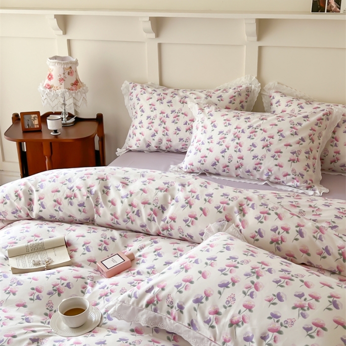 91家纺网 家纺一手货源 找家纺 棉眠 2023新款40支13070全棉传统节气花边系列四件套 春分