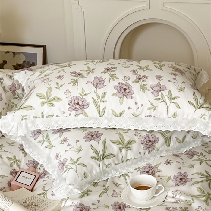 91家纺网 家纺一手货源 找家纺 棉眠 2023新款40支13070全棉传统节气花边系列四件套 谷雨