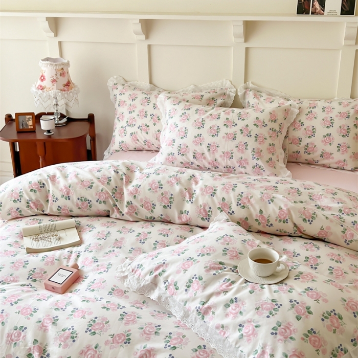 91家纺网 家纺一手货源 找家纺 棉眠 2023新款40支13070全棉传统节气花边系列四件套 立春