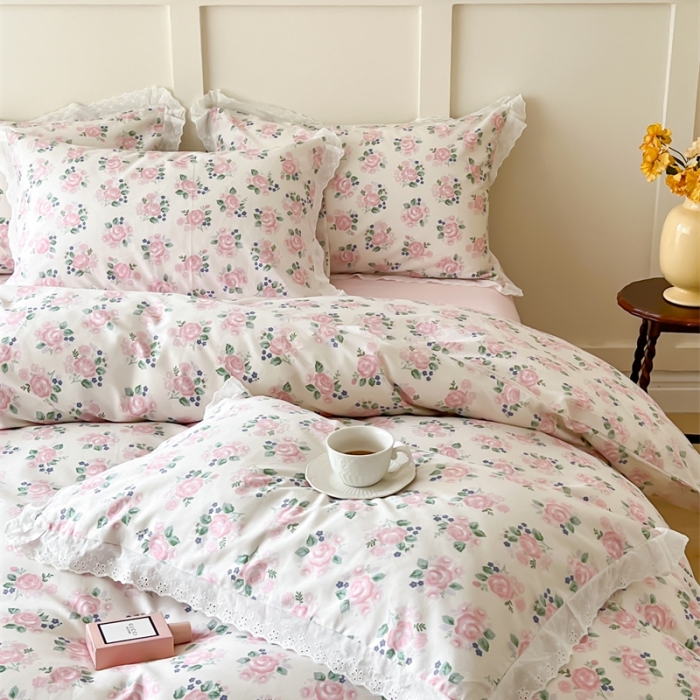 91家纺网 家纺一手货源 找家纺 棉眠 2023新款40支13070全棉传统节气花边系列四件套 立春