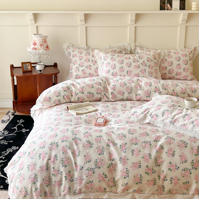 91家纺网 家纺一手货源 找家纺 棉眠 2023新款40支13070全棉传统节气花边系列四件套 立春