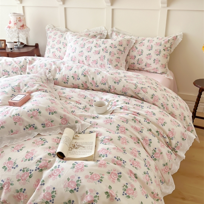 91家纺网 家纺一手货源 找家纺 棉眠 2023新款40支13070全棉传统节气花边系列四件套 立春