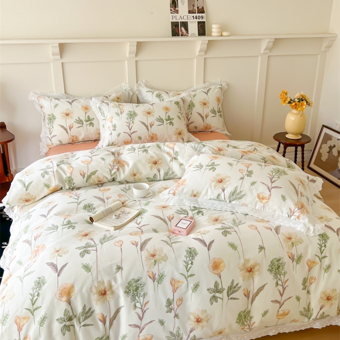 91家纺网 家纺一手货源 找家纺 棉眠 2023新款40支13070全棉传统节气花边系列四件套 芒种