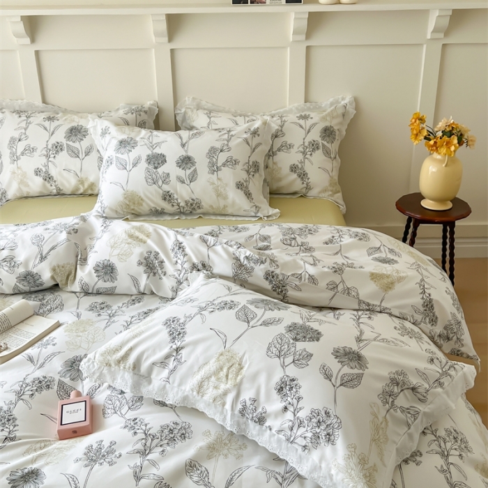 91家纺网 家纺一手货源 找家纺 棉眠 2023新款40支13070全棉传统节气花边系列四件套 秋分