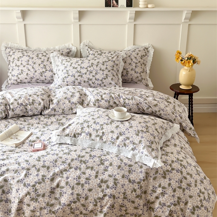 91家纺网 家纺一手货源 找家纺 棉眠 2023新款40支13070全棉传统节气花边系列四件套 小雪