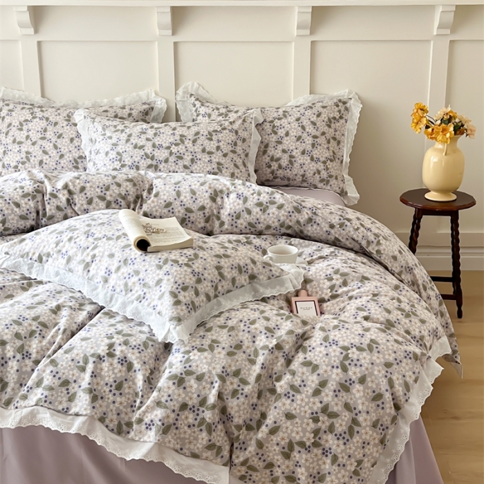 91家纺网 家纺一手货源 找家纺 棉眠 2023新款40支13070全棉传统节气花边系列四件套 小雪