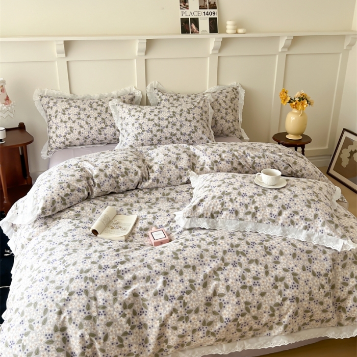 91家纺网 家纺一手货源 找家纺 棉眠 2023新款40支13070全棉传统节气花边系列四件套 小雪