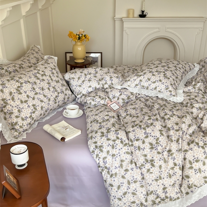 91家纺网 家纺一手货源 找家纺 棉眠 2023新款40支13070全棉传统节气花边系列四件套 小雪