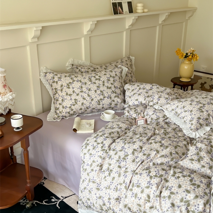 91家纺网 家纺一手货源 找家纺 棉眠 2023新款40支13070全棉传统节气花边系列四件套 小雪