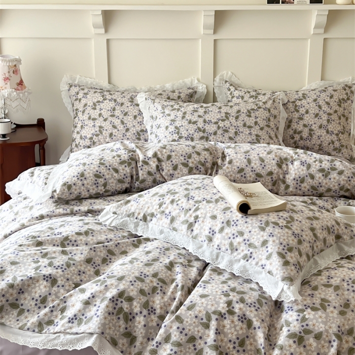 91家纺网 家纺一手货源 找家纺 棉眠 2023新款40支13070全棉传统节气花边系列四件套 小雪