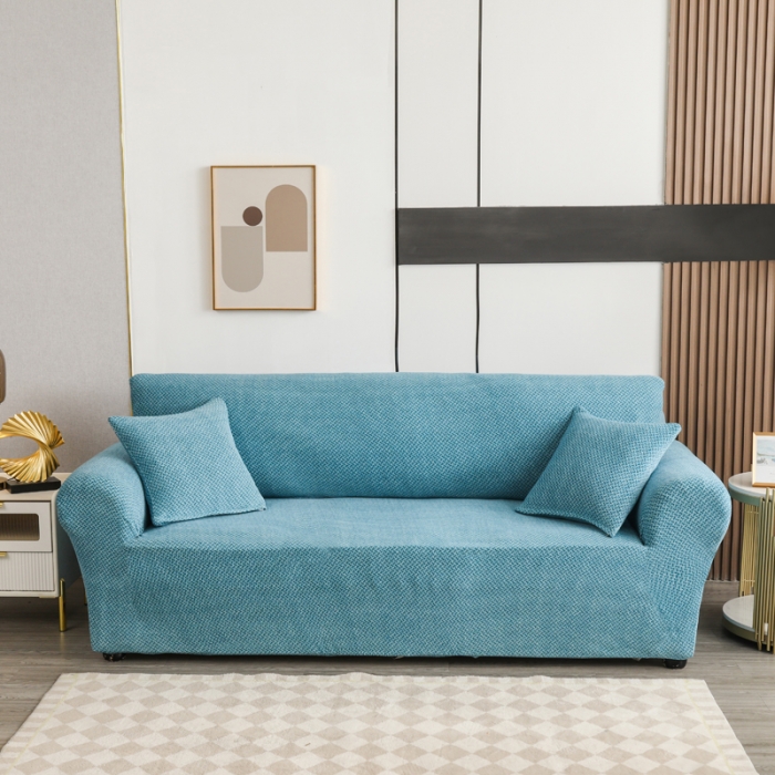 91家纺网 家纺一手货源 找家纺 兴妮雅家纺 2023新款雪尼尔组合沙发沙发笠弹力全包冬季加厚沙发坐垫套 湖蓝