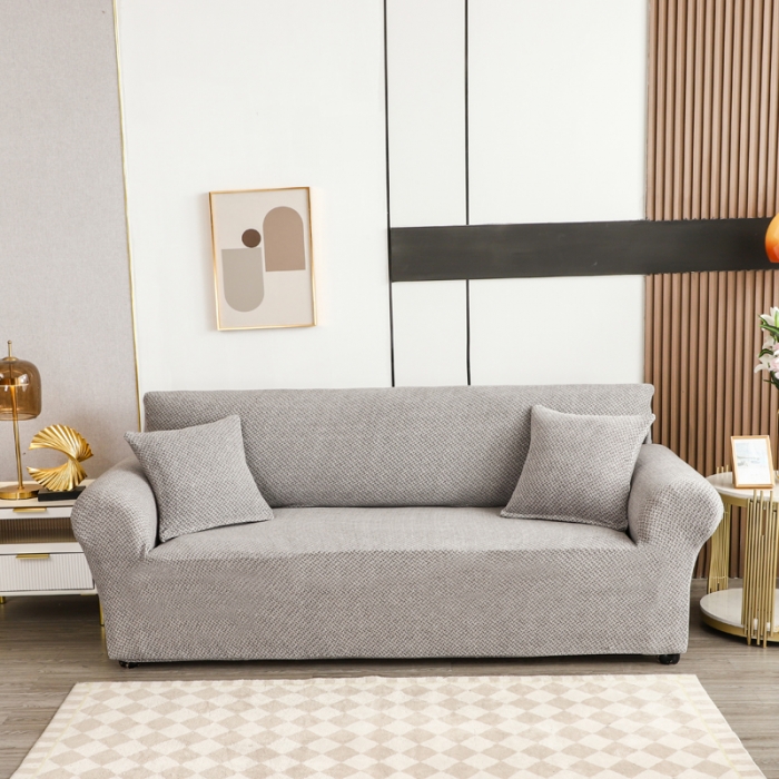 91家纺网 家纺一手货源 找家纺 兴妮雅家纺 2023新款雪尼尔组合沙发沙发笠弹力全包冬季加厚沙发坐垫套 浅灰