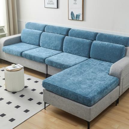 91家纺网 家纺一手货源 找家纺 千彤 2023新款常规款雪尼尔沙发笠系列 宁静蓝