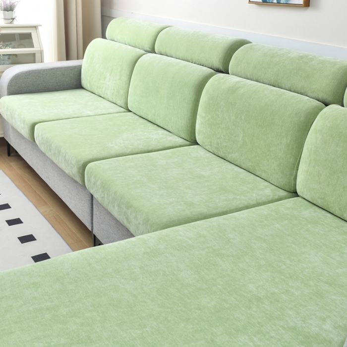 91家纺网 家纺一手货源 找家纺 千彤 2023新款常规款雪尼尔沙发笠系列 薄荷绿