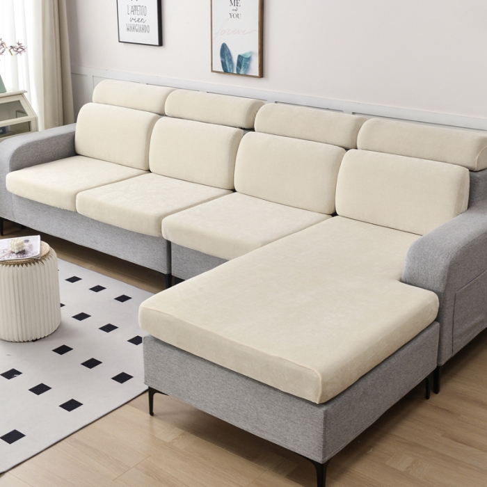 91家纺网 家纺一手货源 找家纺 千彤 2023新款常规款雪尼尔沙发笠系列 米黄