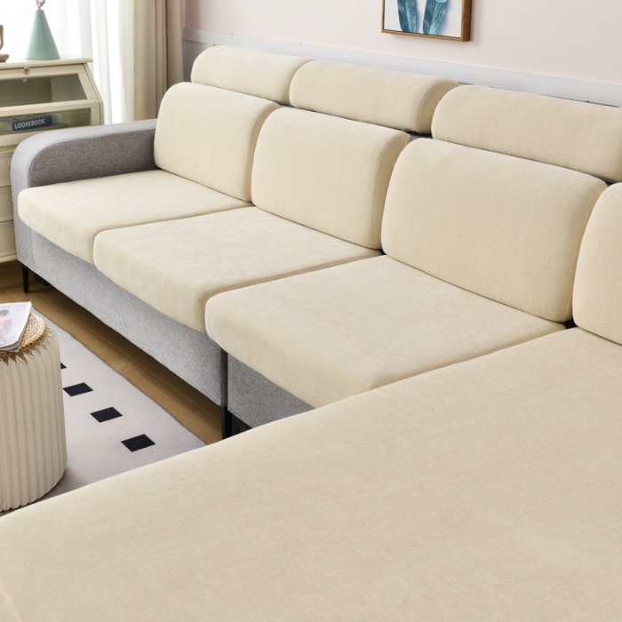 91家纺网 家纺一手货源 找家纺 千彤 2023新款常规款雪尼尔沙发笠系列 米黄