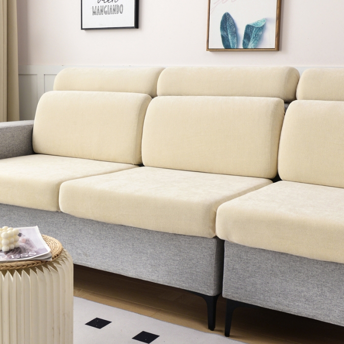91家纺网 家纺一手货源 找家纺 千彤 2023新款常规款雪尼尔沙发笠系列 米黄