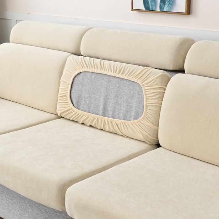 91家纺网 家纺一手货源 找家纺 千彤 2023新款常规款雪尼尔沙发笠系列 米黄