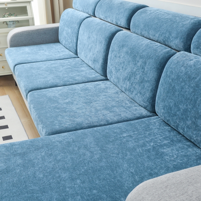 91家纺网 家纺一手货源 找家纺 千彤 2023新款常规款雪尼尔沙发笠系列 宁静蓝