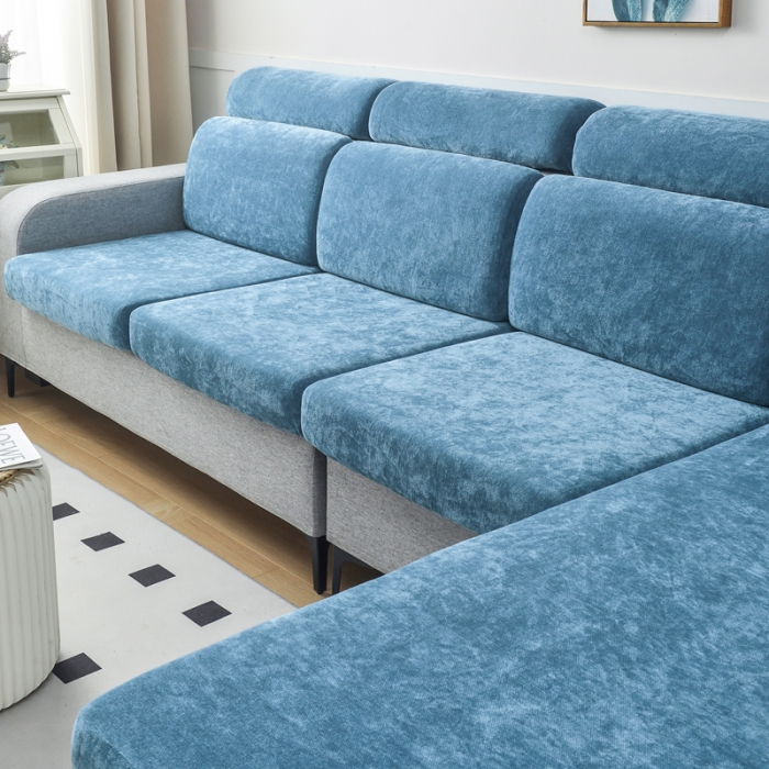 91家纺网 家纺一手货源 找家纺 千彤 2023新款常规款雪尼尔沙发笠系列 宁静蓝
