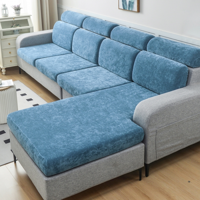 91家纺网 家纺一手货源 找家纺 千彤 2023新款常规款雪尼尔沙发笠系列 宁静蓝