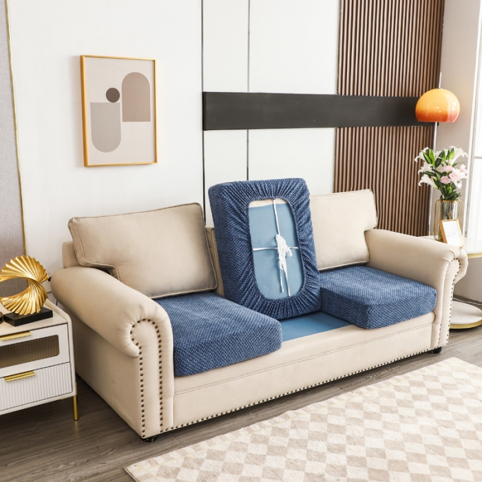 91家纺网 家纺一手货源 找家纺 兴妮雅家纺 2023新款雪尼尔坐垫套沙发笠弹力全包冬季加厚沙发坐垫套 宝蓝