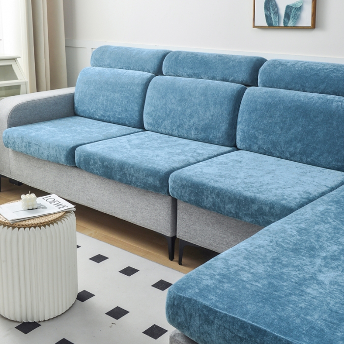 91家纺网 家纺一手货源 找家纺 千彤 2023新款常规款雪尼尔沙发笠系列 宁静蓝