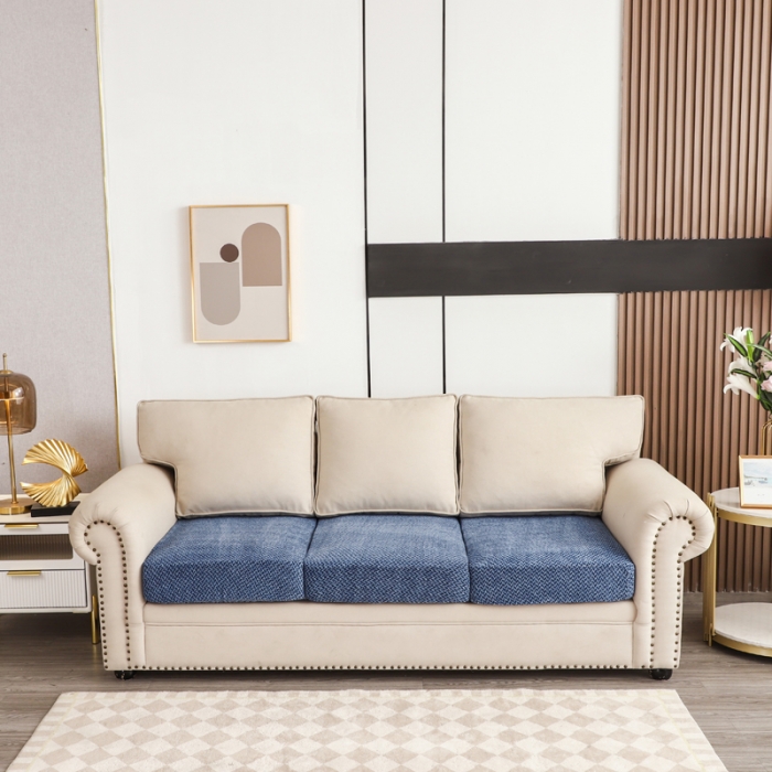 91家纺网 家纺一手货源 找家纺 兴妮雅家纺 2023新款雪尼尔坐垫套沙发笠弹力全包冬季加厚沙发坐垫套 宝蓝