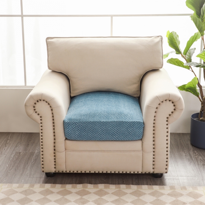 91家纺网 家纺一手货源 找家纺 兴妮雅家纺 2023新款雪尼尔坐垫套沙发笠弹力全包冬季加厚沙发坐垫套 湖蓝