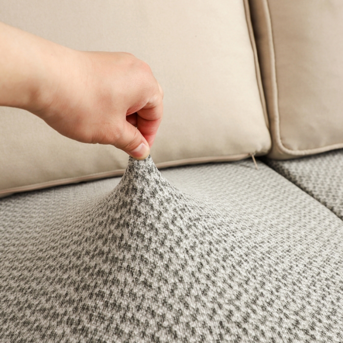 91家纺网 家纺一手货源 找家纺 兴妮雅家纺 2023新款雪尼尔坐垫套沙发笠弹力全包冬季加厚沙发坐垫套 浅豆沙