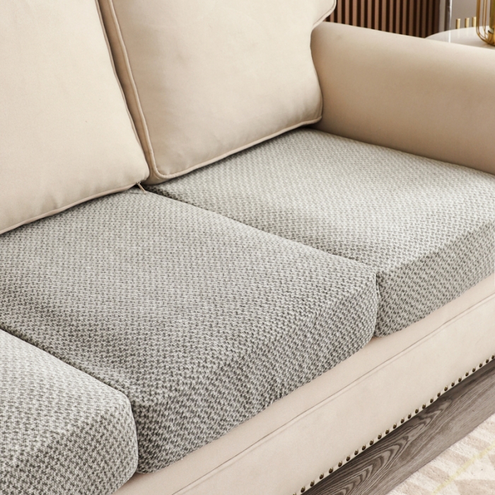 91家纺网 家纺一手货源 找家纺 兴妮雅家纺 2023新款雪尼尔坐垫套沙发笠弹力全包冬季加厚沙发坐垫套 浅豆沙