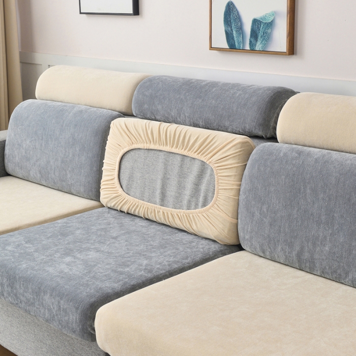 91家纺网 家纺一手货源 找家纺 千彤 2023新款常规款雪尼尔沙发笠系列 中性灰米黄