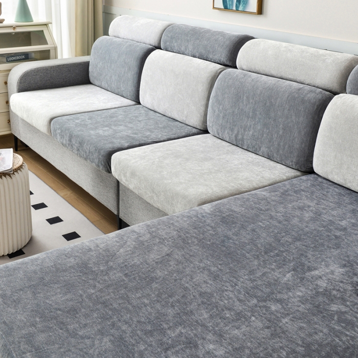 91家纺网 家纺一手货源 找家纺 千彤 2023新款常规款雪尼尔沙发笠系列 中性灰银灰